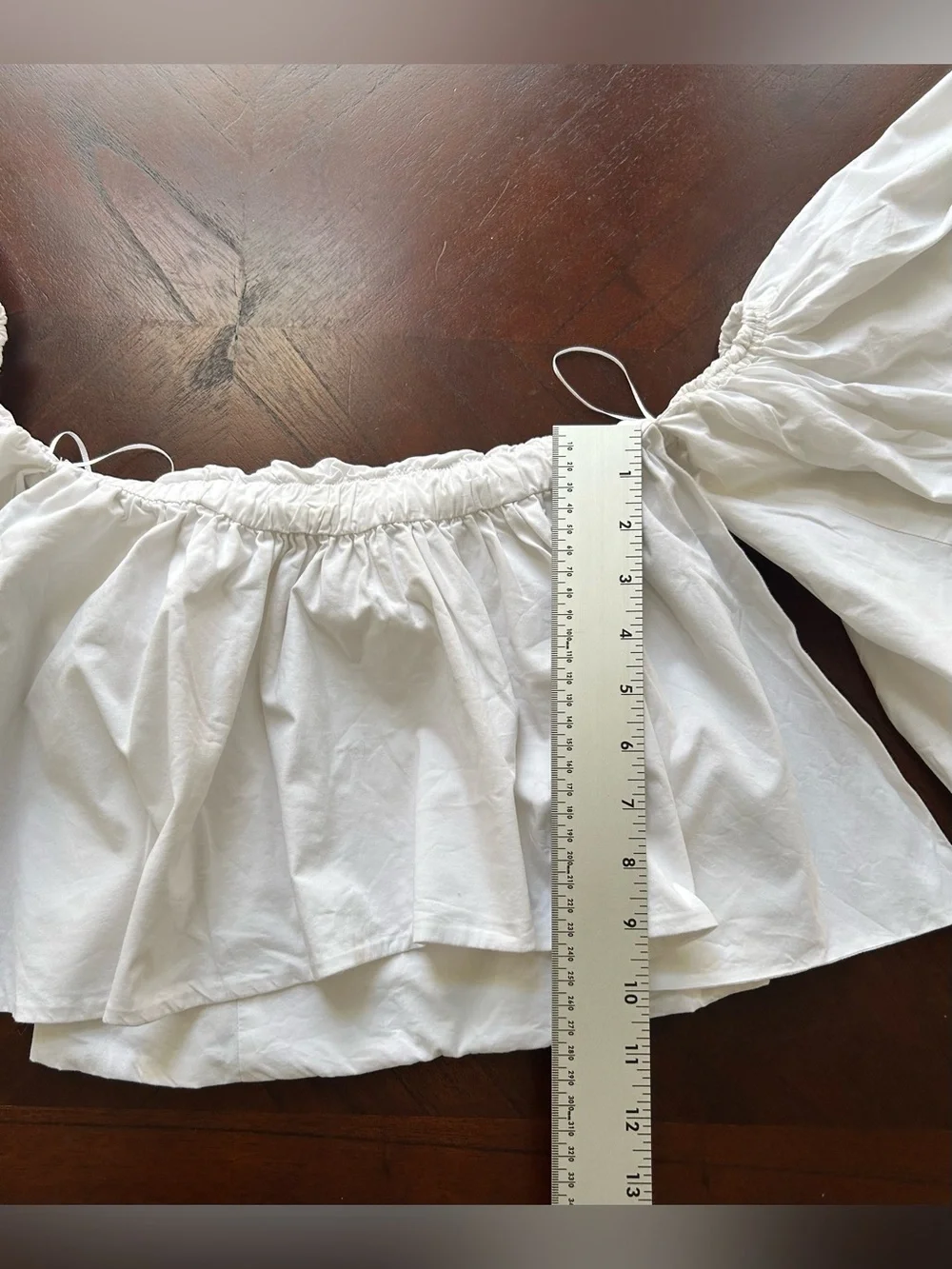 Zara White Off-Shoulder Puff Sleeve Crop Top size XS